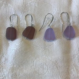 Seaglass & silver earrings-2  sets